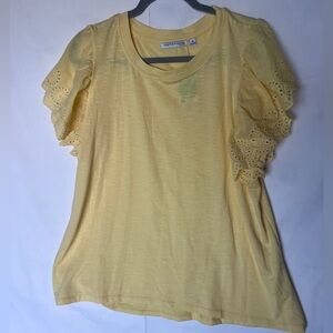 Notations Yellow Eyelet Sleeve Top 1X NWT